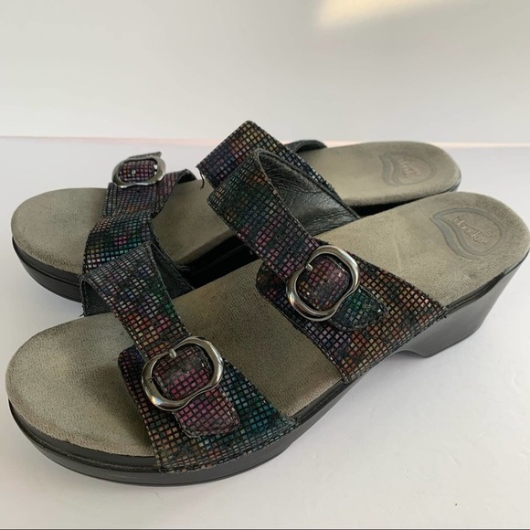 Dansko Sophie Stained Glass Holographic Rainbow Double Strap Sandal EU42 - Picture 4 of 10